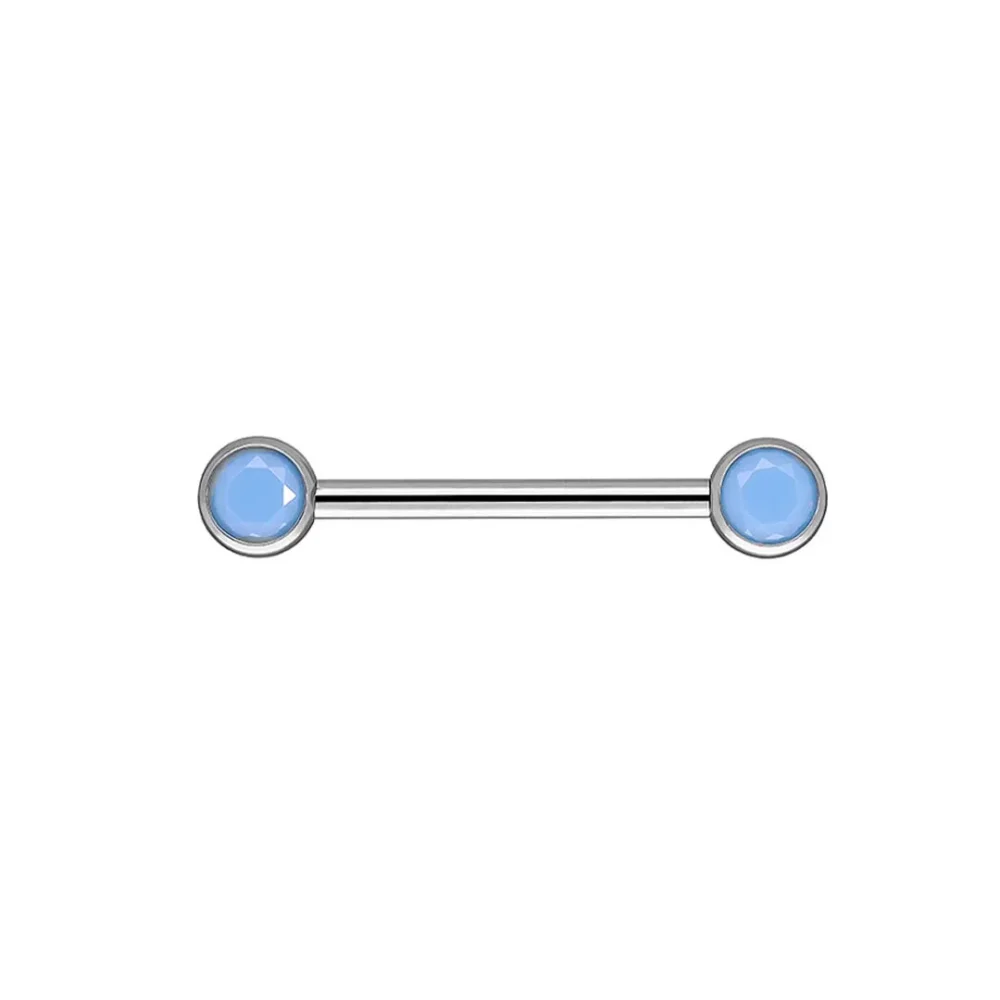 Threadless Barbell with Sky Blue Opal