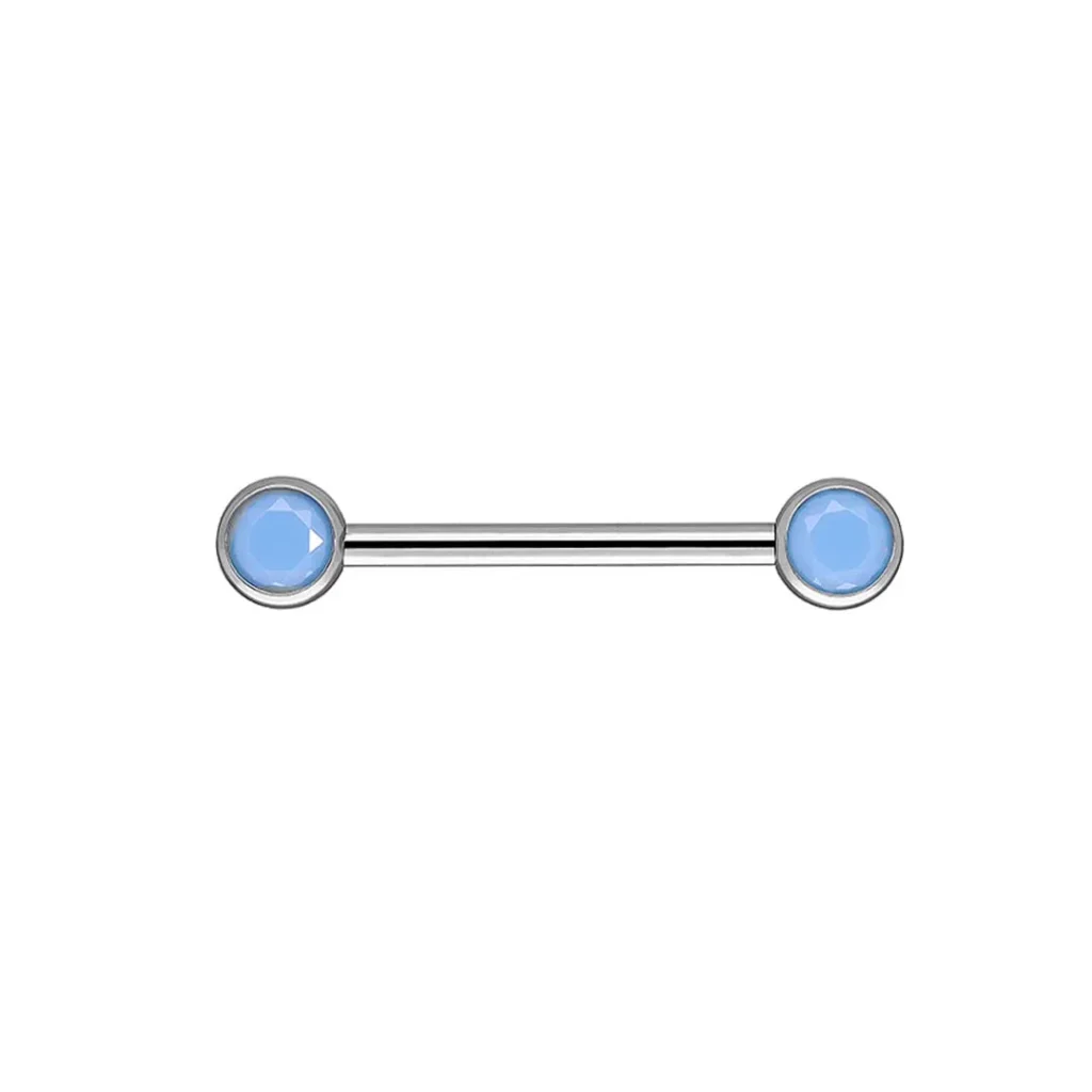 Threadless Barbell with Sky Blue Opal