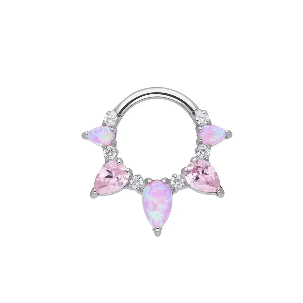 Clara White/Pink Hinged Ring